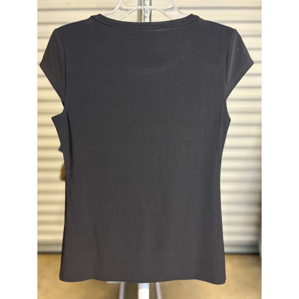White House Black Market Tee Women S Black Mesh Inset SS Tee Cap Sleeve - Picture 4 of 6